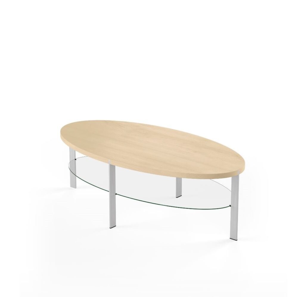 AK 972 ovalt sofabord med glashylde - Naver